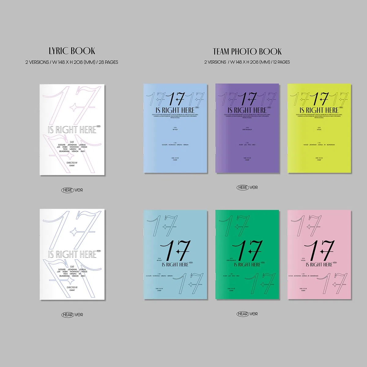 SEVENTEEN - BEST ALBUM [17 IS RIGHT HERE] (HEAR Ver.) Photo Book + Archiving Book + Lylic Book + Photo Book R + Folded Poster + Photocard + Random Photocard + 2 Pin Badges + 4 Extra Photocards
