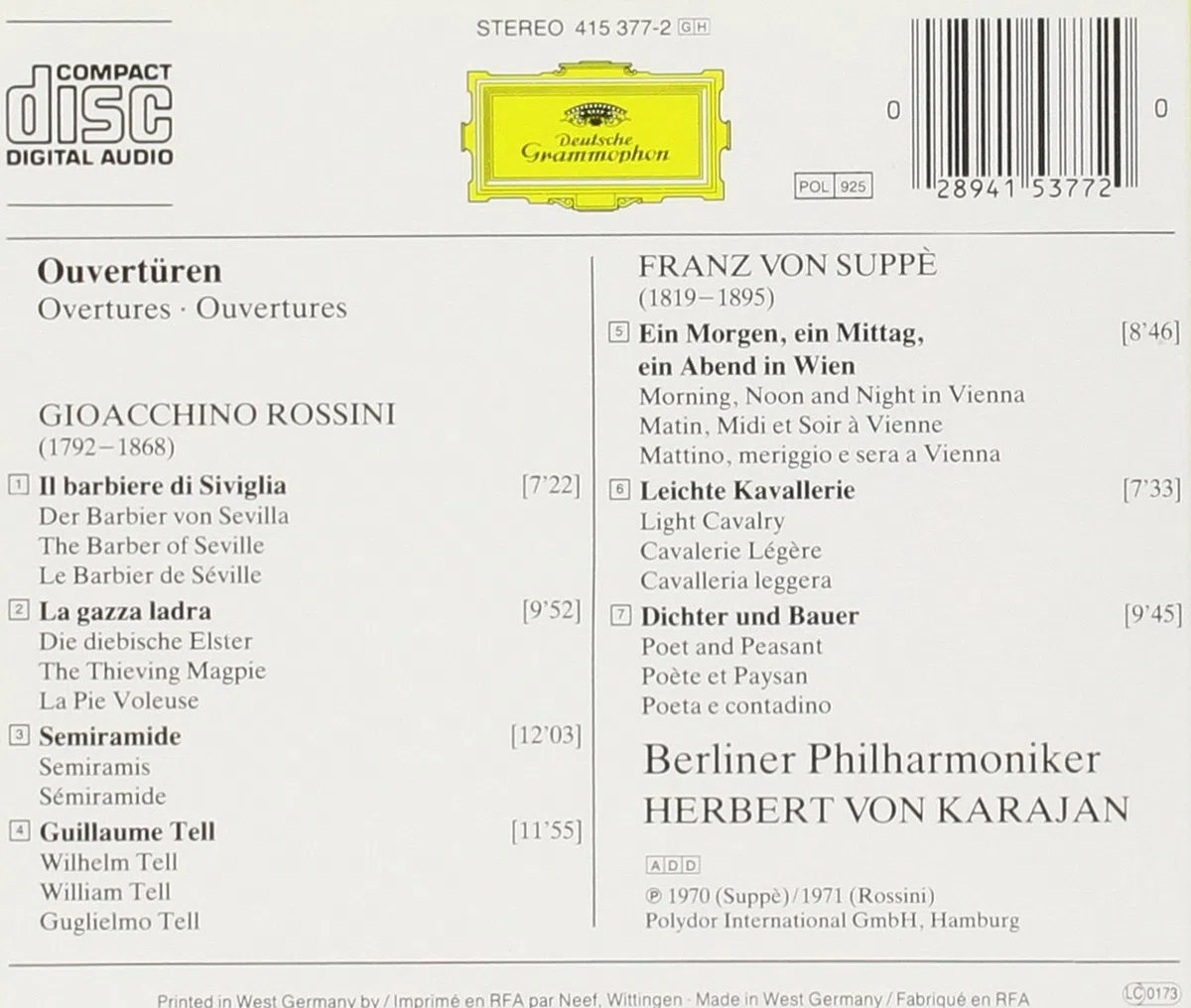 Rossini: Overtures/Suppe: Ouvertures